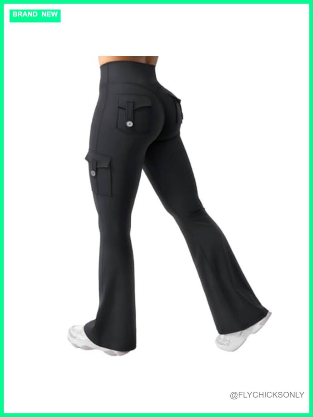 Women High Waisted Flare Leggings with Pockets Cargo Yoga Pants No Front Seam